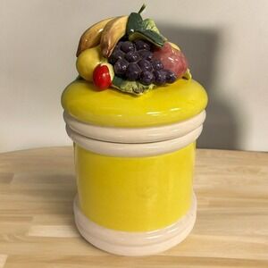 Vtg Seymour Mann‎ Large 8” Ceramic Fruit Biscuit Jar Canister Pottery Japan